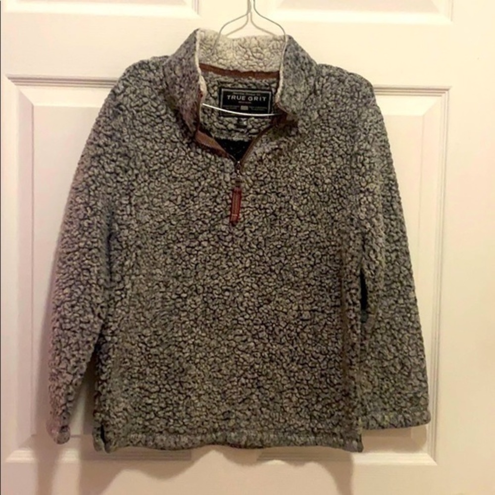 True Grit Grey Quarter Zip Pullover Medium